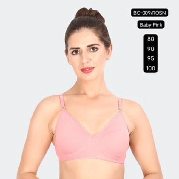 Prithvi Baby Pink soft and comfort fabric Back Closure - hook and eye, Non padded, BC-009/ROSNI - 95, Baby Pink