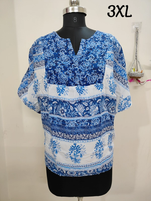 VDT Butterfly Sleeve Tunic - Blue, 3XL