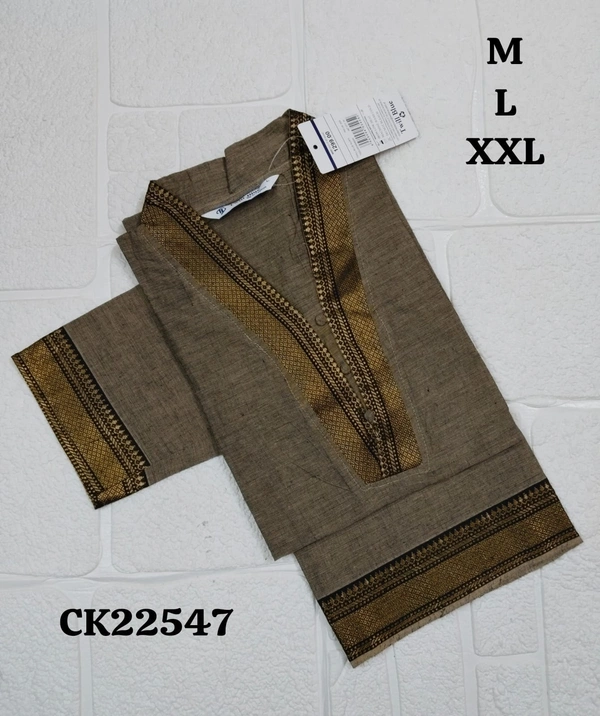 Twill Blue Chettinad Cotton Kurtis CK22547 - 2XL, Dark Grey