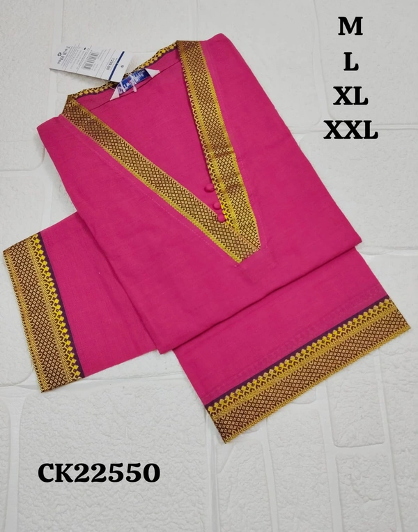 Twill Blue Chettinad Cotton Kurtis CK22550 - XL, Pink