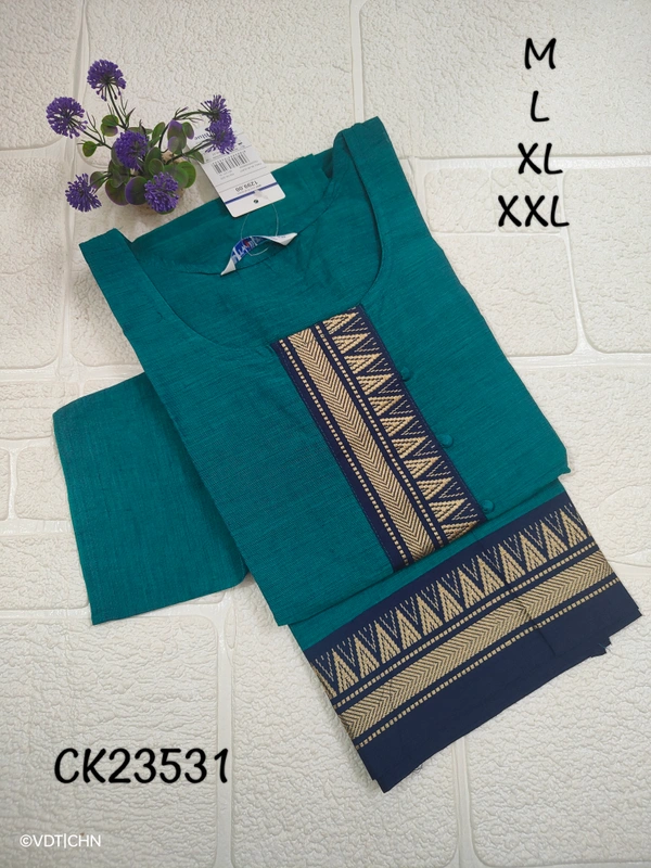 Twill Blue Chettinad Cotton Kurtis CK23531 - Peacock blue, L