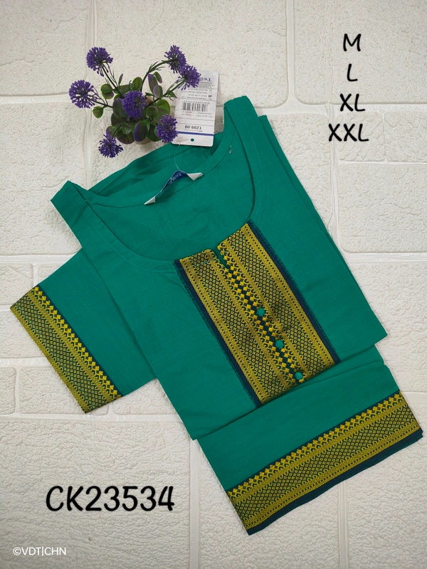 Twill Blue Chettinad Cotton Kurtis CK23534 - Ramar green, M