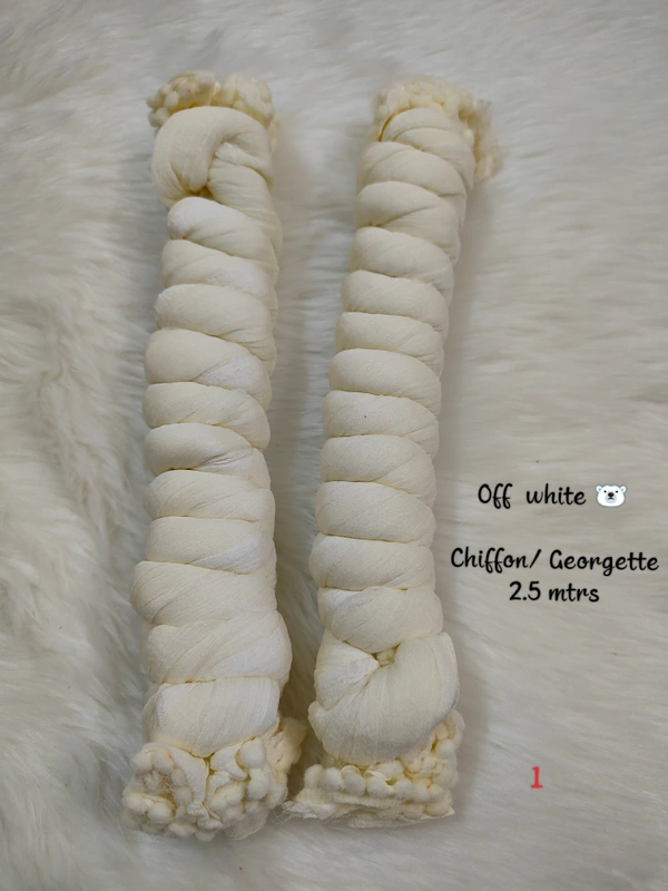 VDT Chiffon Nazim Georgette Duppata GS1370 - FS, Off White