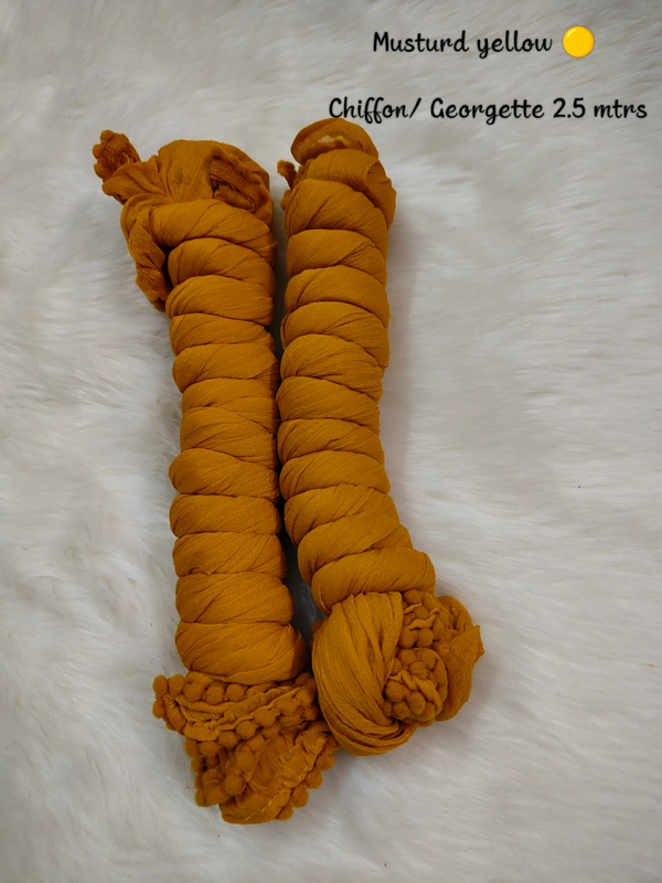 VDT Chiffon Nazim Georgette Duppata GS1370 - FS, Musturd Ylelow