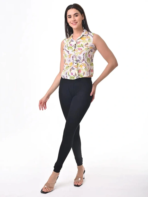 Fly Cute Chudithar Length Premium 4 Way Lycra Leggings FLF1557 - 2XL, Black