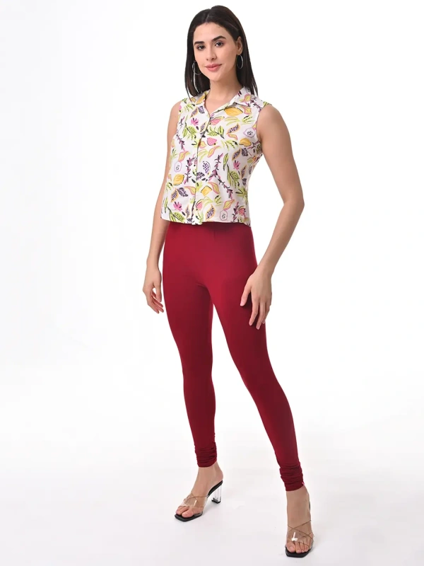 Fly Cute Chudithar Length Premium 4 Way Lycra Leggings FLF1574 - 3XL, Wine