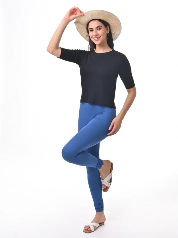 Fly Cute Chudithar Length Premium 4 Way Lycra Leggings FLF1570 - 3XL, Jean Blue