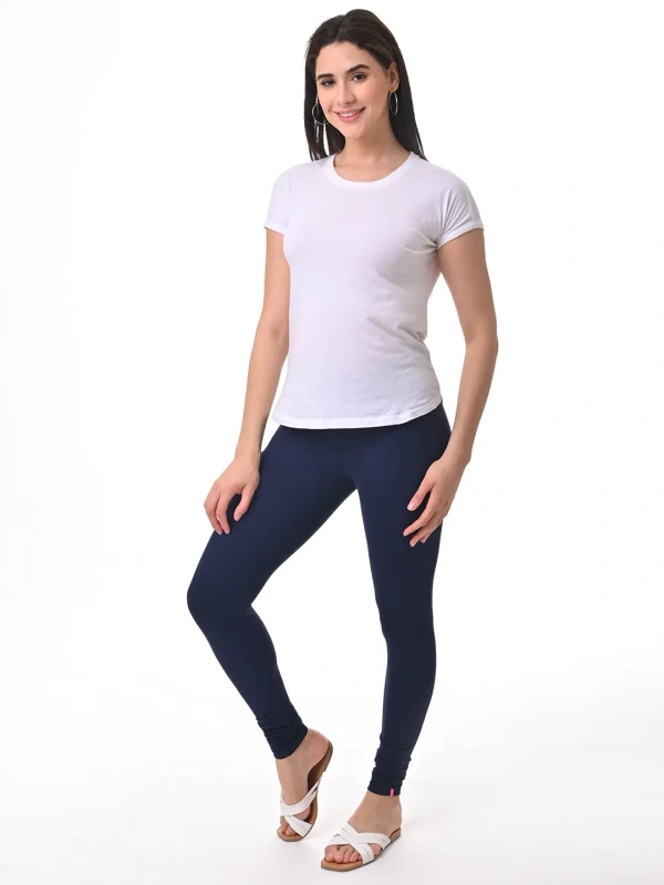 Fly Cute Chudithar Length Premium 4 Way Lycra Leggings FLF1555 - L, Navy Blue