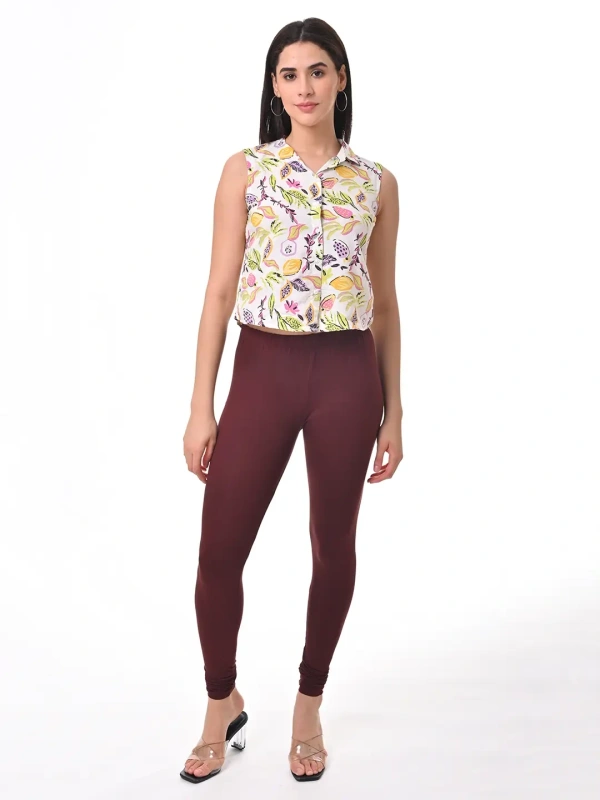 Fly Cute Chudithar Length Premium 4 Way Lycra Leggings FLF1559 - XL, Maroon