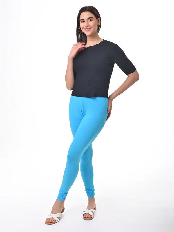 Fly Cute Chudithar Length Premium 4 Way Lycra Leggings FLF1560 - XL, Sky Blue