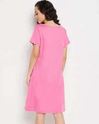 CLOVIA Cotton Knee Length Nightdress | Pink | LP13005 - L, Pink