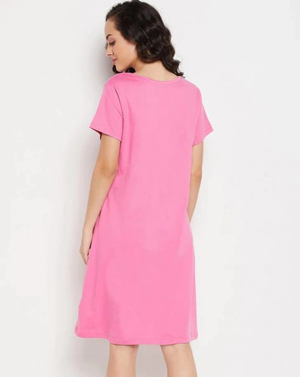 CLOVIA Cotton Knee Length Nightdress | Pink | LP13005 - L, Pink