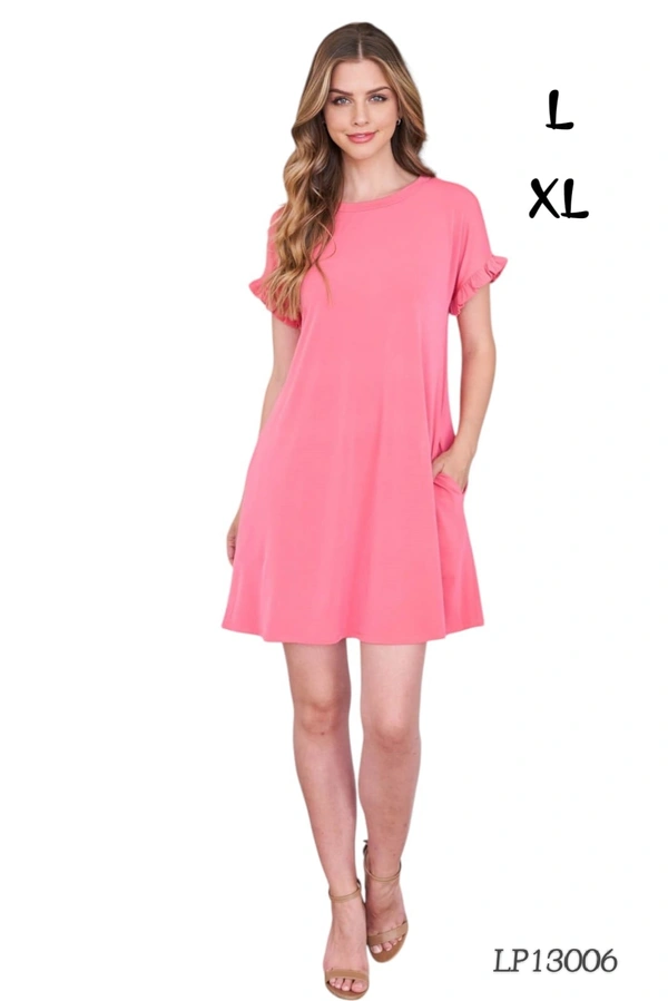 CLOVIA Cotton Knee Length Nightdress | Pink| LP13006 - XL, Pink