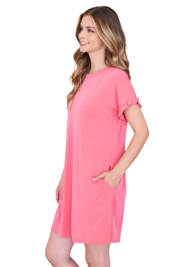 CLOVIA Cotton Knee Length Nightdress | Pink| LP13006 - XL, Pink