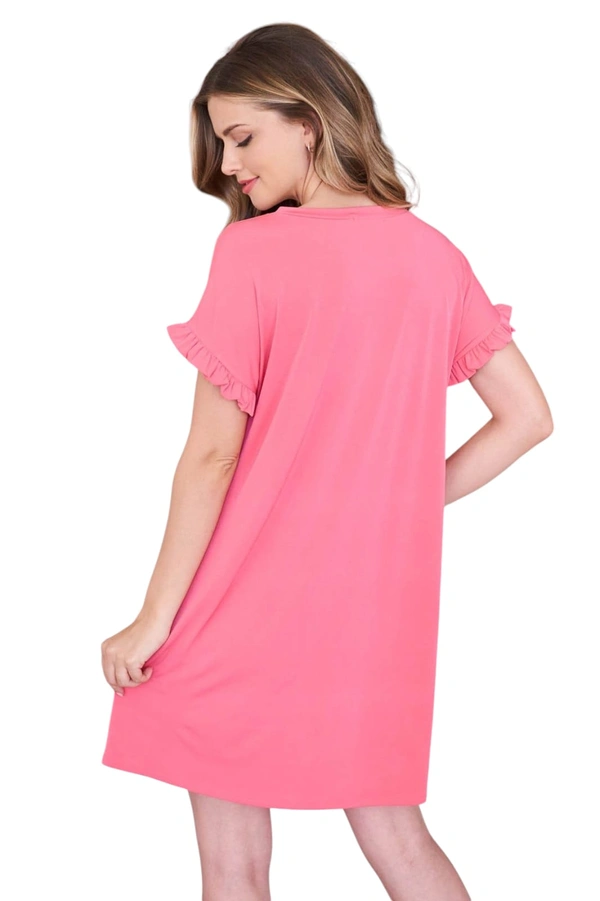 CLOVIA Cotton Knee Length Nightdress | Pink| LP13006 - XL, Pink
