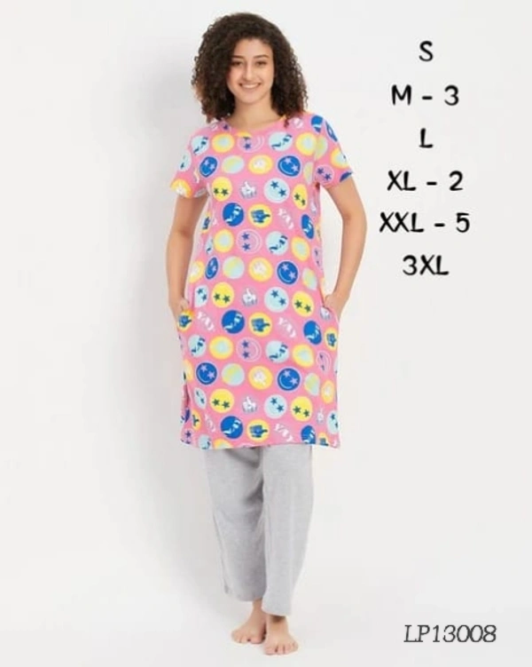 CLOVIA Cotton Knee Length Nightdress | Pink | LP13008 - 2XL, Pink
