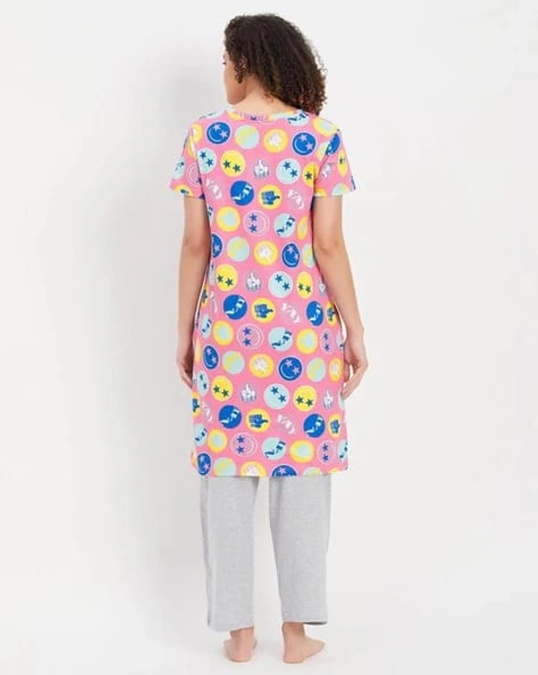 CLOVIA Cotton Knee Length Nightdress | Pink | LP13008 - 2XL, Pink