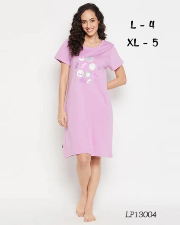 CLOVIA Cotton Knee Length Nightdress | Purple | LP13004 - 2XL, Purple