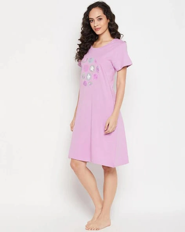 CLOVIA Cotton Knee Length Nightdress | Purple | LP13004 - 2XL, Purple