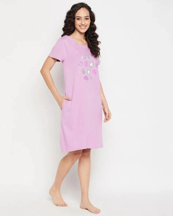 CLOVIA Cotton Knee Length Nightdress | Purple | LP13004 - 2XL, Purple