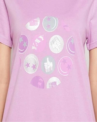 CLOVIA Cotton Knee Length Nightdress | Purple | LP13004 - 2XL, Purple