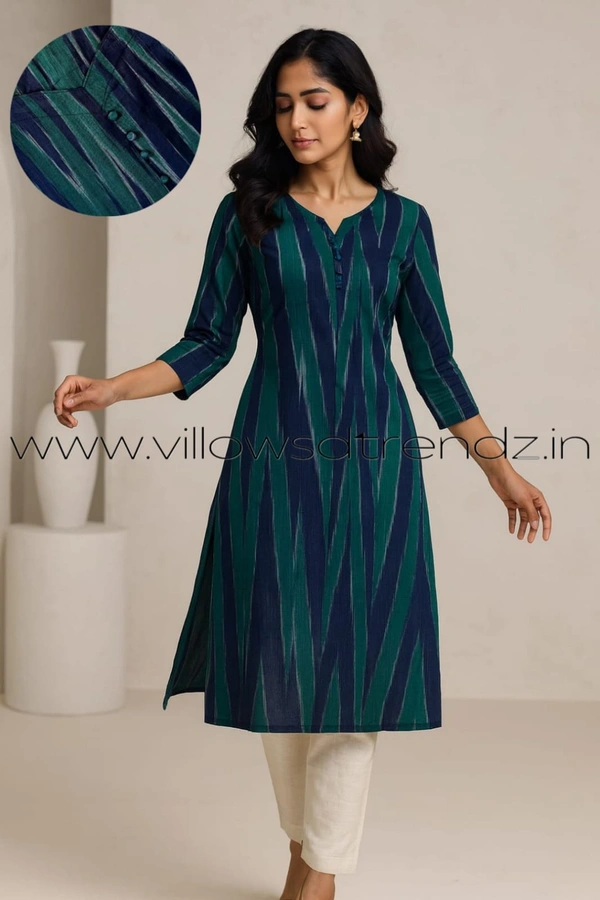 Twill Blue Cotton Kurtis| Blue | IKC005 - M, Blue