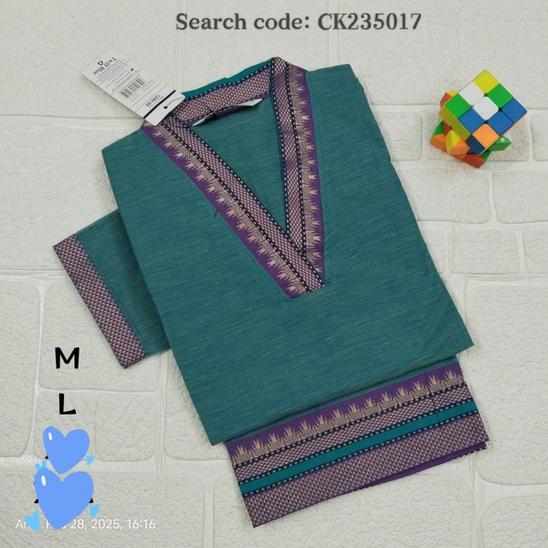 Twill Blue Cotton Kurtis CK235017 - M, Rama Green