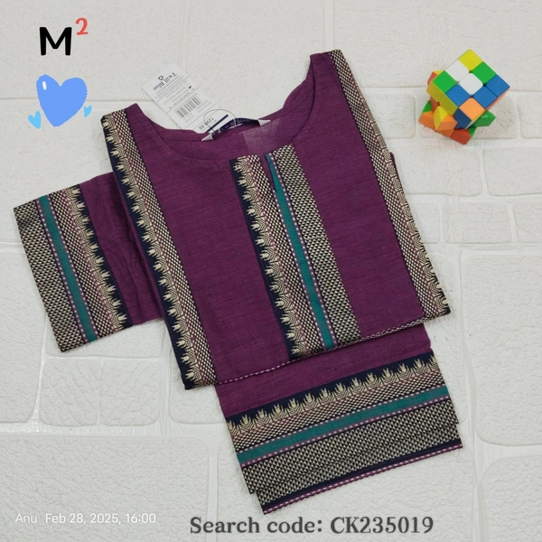 Twill Blue Cotton Kurtis CK235019 - M, Purple