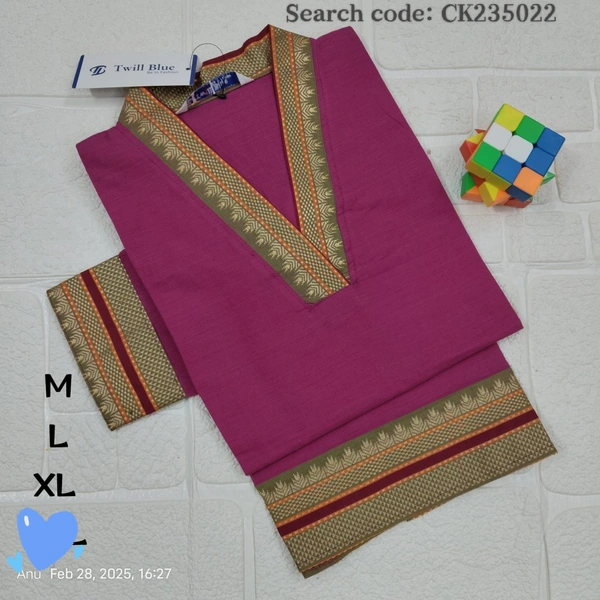 Twill Blue Cotton Kurtis CK235022 - XL, Pink