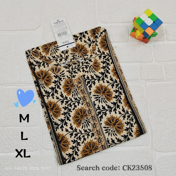 Twill Blue Cotton Kurtis CK23508 - L, Brown