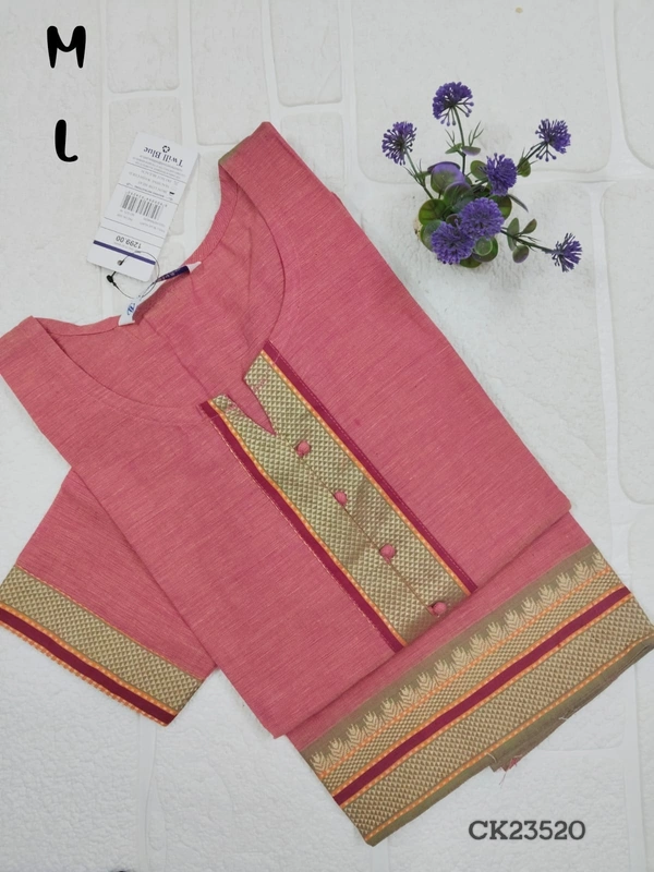 Twill Blue Cotton Kurtis CK23520 - M, Pink