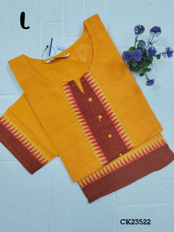 Twill Blue Cotton Kurtis CK23522 - L, Yellow