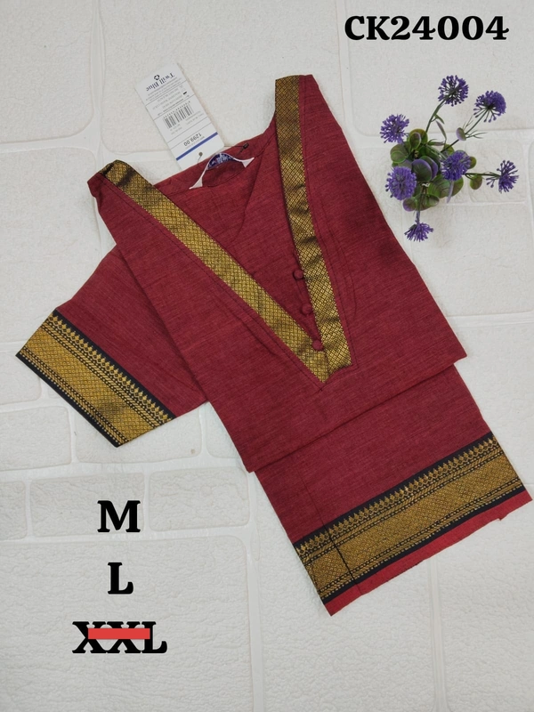 Twill Blue Cotton Kurtis CK24004 - L, Maroon