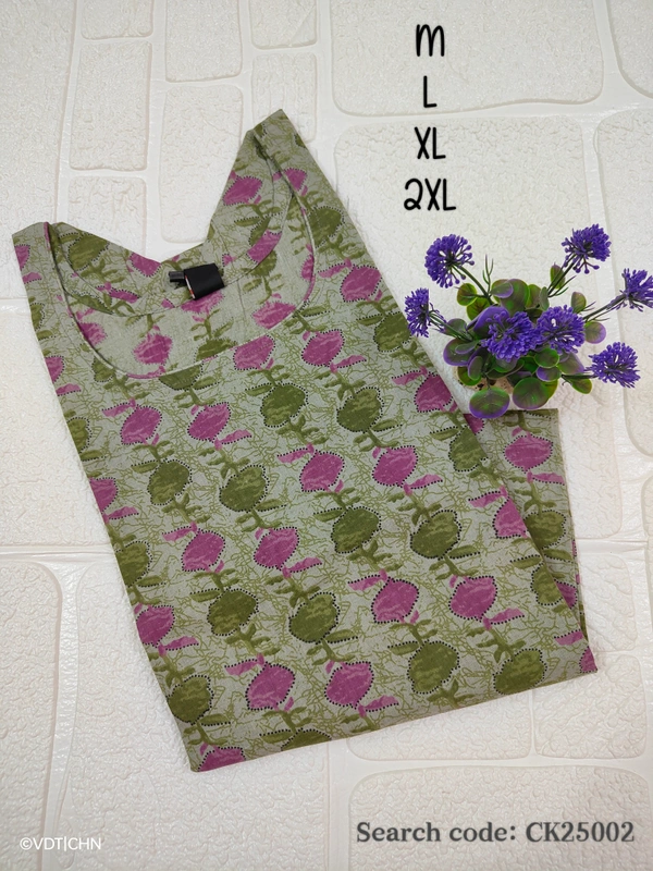 Twill Blue Cotton Kurtis CK25002 - 2XL, Green