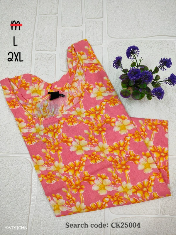 Twill Blue Cotton Kurtis CK25004 - M, Pink