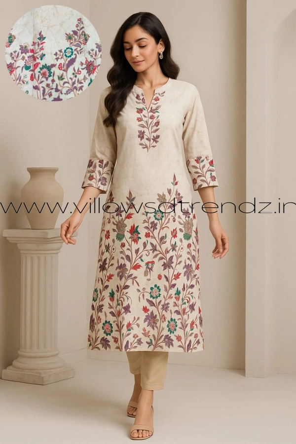 Twill Blue Cotton Kurtis| White | IKC002 - M, White