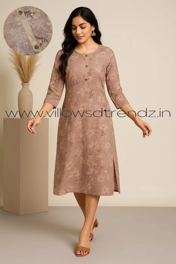 Ruthvi Ethnics Crush Tissue Kurta CT32501 - Light Brown, XL