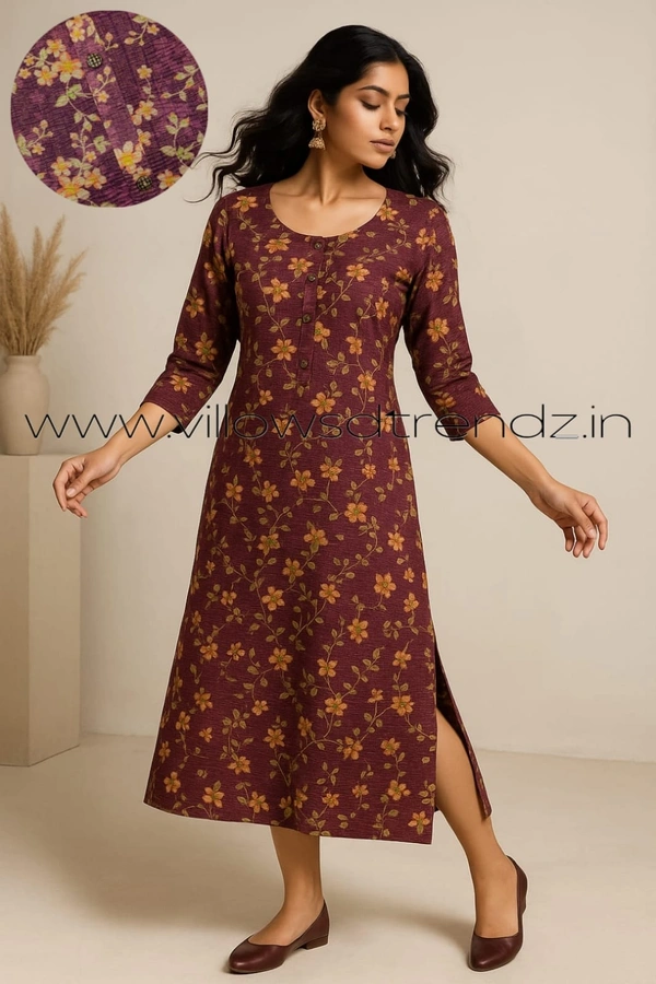 Ruthvi Ethnics Crush Tissue Kurta CT32504 - Purple, L