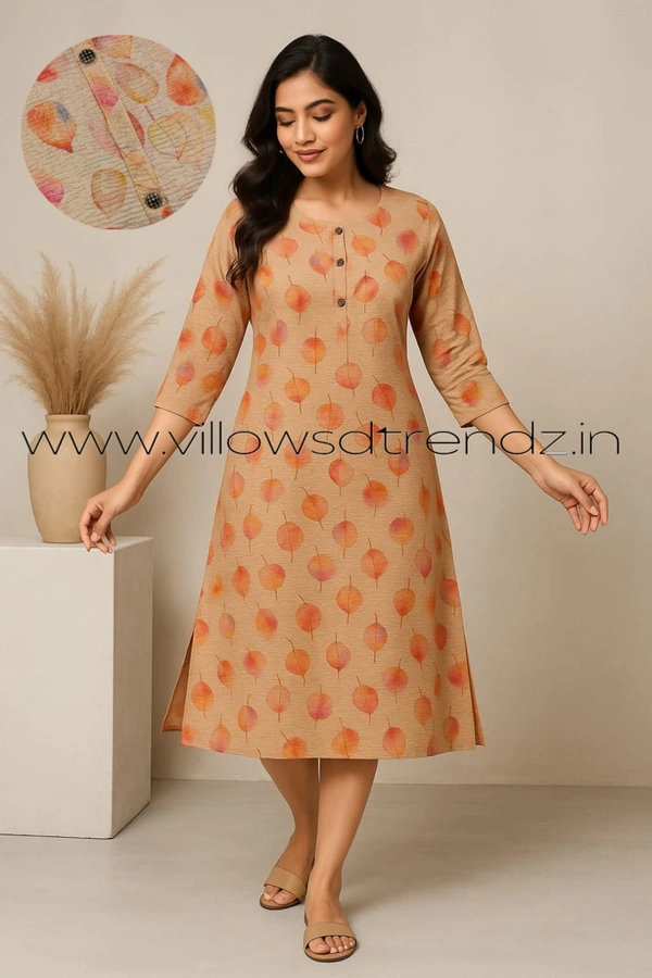 Ruthvi Ethnics Crush Tissue Kurta CT32512 - Peach Orange, L