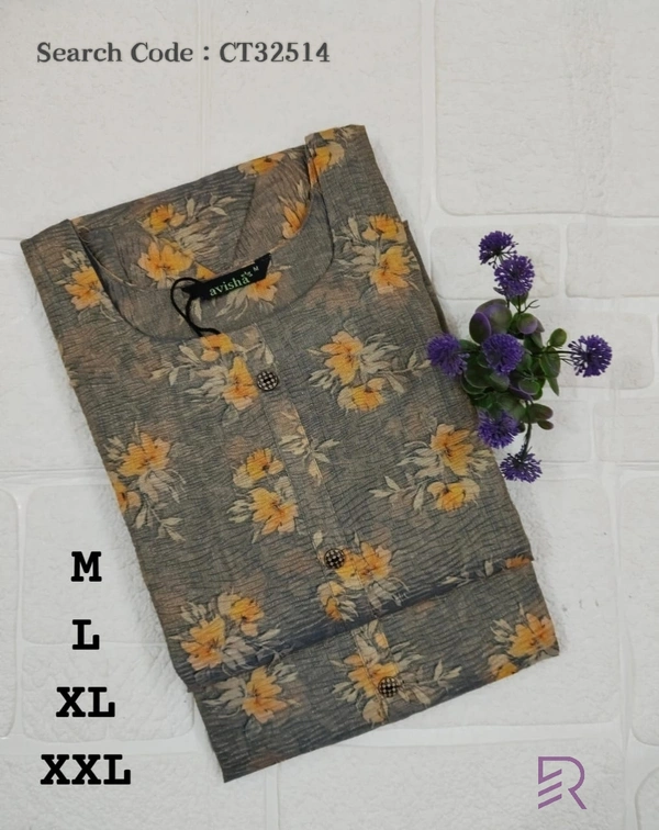 Ruthvi Ethnics Crush Tissue Kurta CT32514 - 2XL, Ash