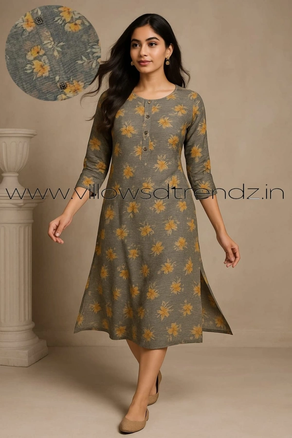 Ruthvi Ethnics Crush Tissue Kurta CT32514 - Ash, 2XL