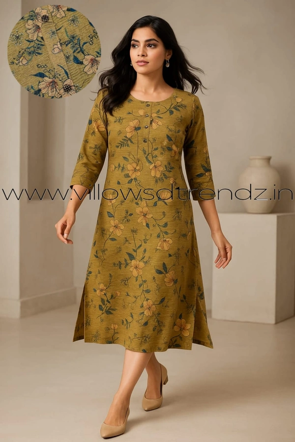 Ruthvi Ethnics Crush Tissue Kurta CT3305 - Brown, M