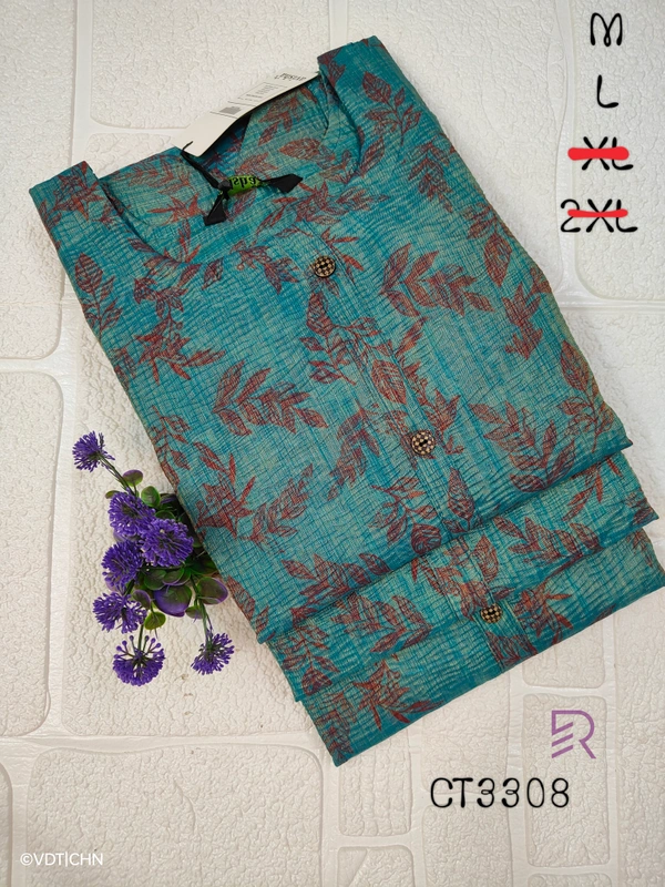 Ruthvi Ethnics Crush Tissue Kurta CT3308 - M, Blue