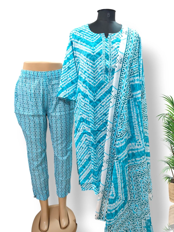 Twill Blue Designer Neck  Kurti With Phant &Duppata  466 - Sky Blue, 2XL
