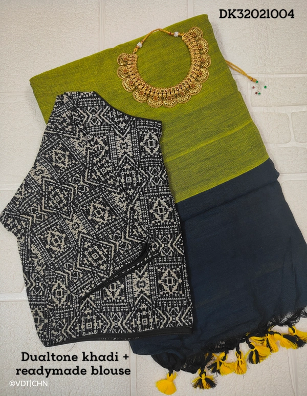 Ruthvi Ethincs Dualtone Khadi With Blouse DK32021004 - Saree With Blouse, Violet