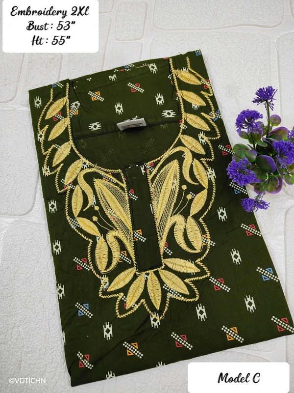 VDT Embroidary type gown maxi NT10074 - XXL, Dark green