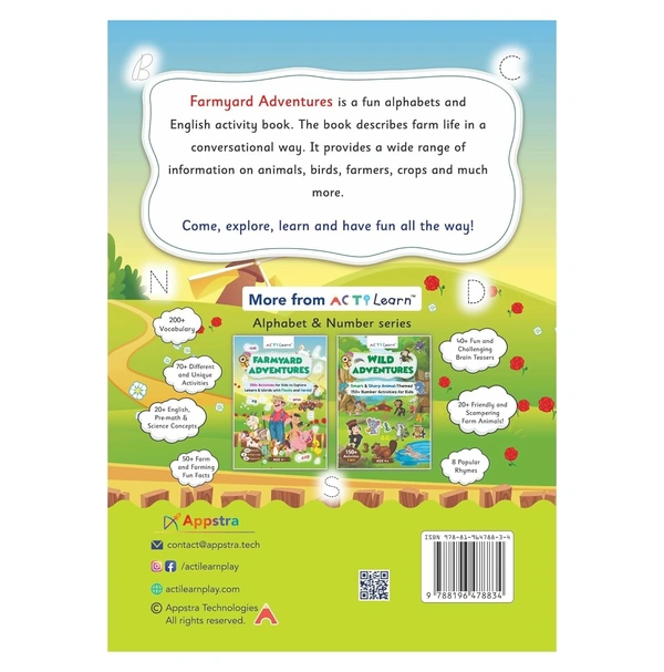 ActiLearn Farmyard Adventures: 150+ Activities for Kids to Explore Letters & Words with Flocks and Herds! | Ages 3 - 6 | Kindergarten Activity Book | DIY | Paper Crafts | Vocabulary and Cognitive development [Paperback]  - New Arrivals