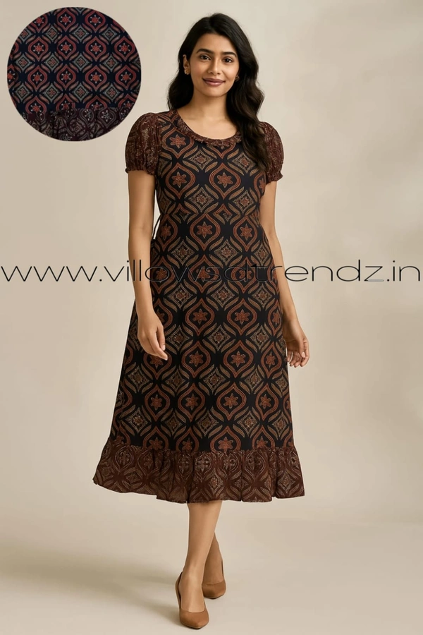 Ruthvi Ethnics Frock Nighty| Night Gown| Nighty| Black | FN24901 - Free Size(Refer Size Chart), Black