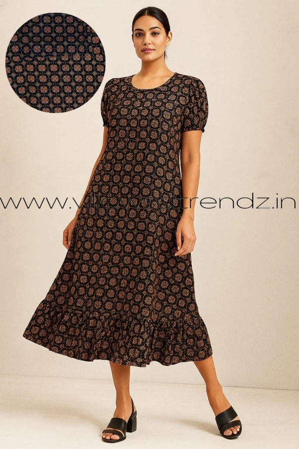 Ruthvi Ethnics Frock Nighty| Night Gown| Nighty |Black| FN249014 - Free Size(Refer Size Chart), Black