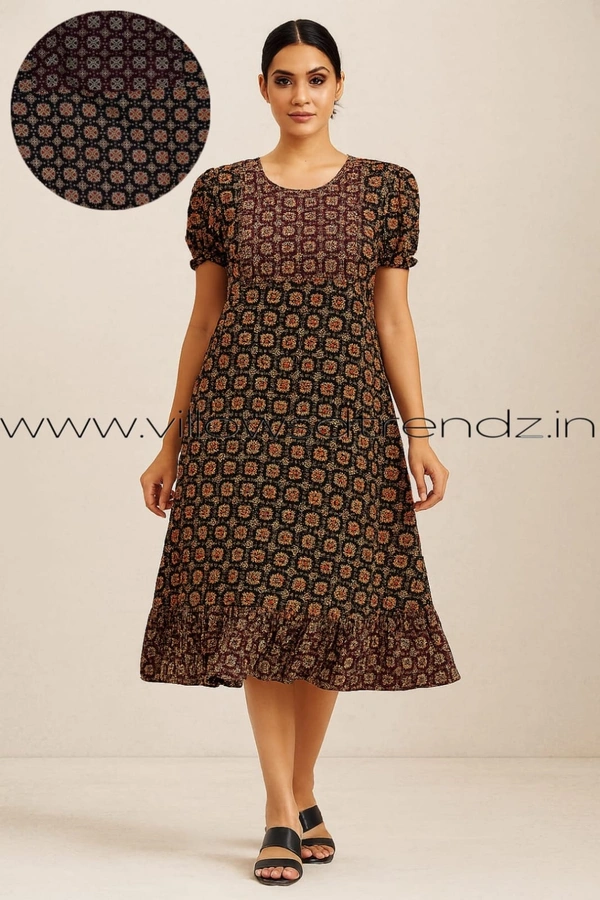 Ruthvi Ethnics Frock Nighty| Night Gown| Nighty |Black| FN249016 - Free Size(Refer Size Chart), Black